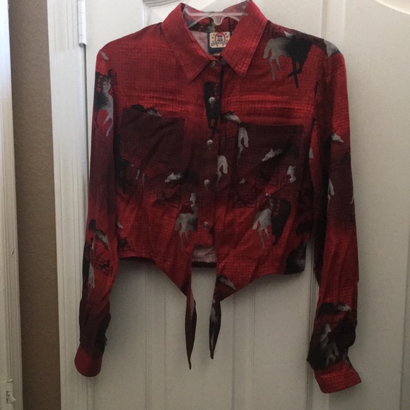 Roughrider tie front western top (M). - Picture 1 of 12